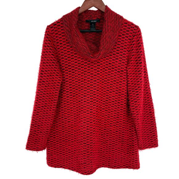 Ali Miles Medium Red Fuzzy Wearable Art to Wear Blouse Shirt Top Christmas Artsy - Picture 1 of 7